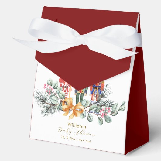 Red It's Cold Outside Nutcracker Baby Shower フェイバーボックス (正面)