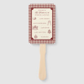 Red & Ivory Old Money Wedding Program Itinerary ハンドファン (正面)