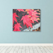 Red Japanese Maple Leaves Botanical キャンバスプリント (インサイチュ (ウッドフロア))