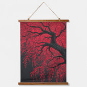 Red Japanese Maple Tree Black Branches Dramatic 吊り下げ型タペストリー (正面)