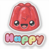 Red Jelly Happy Text - Happy Jump シール (正面)