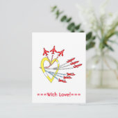 Red Jet飛行機ハートはがき ポストカード (スタンド正面)