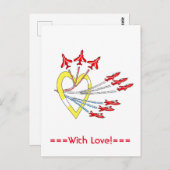 Red Jet飛行機ハートはがき ポストカード (正面/裏面)