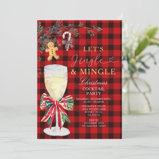 Red Jingle & Mingle Christmas Cocktail Party 招待状 (スタンド正面)