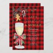 Red Jingle & Mingle Christmas Cocktail Party  招待状 (正面/裏面)
