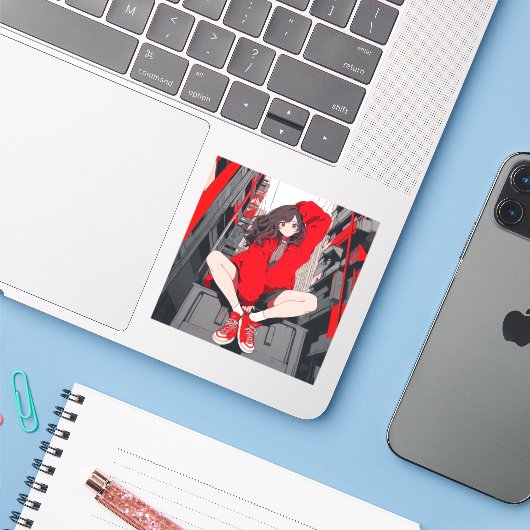 RED JK シール seal 寿司娘 GenerativeAI (ノートパソコンとiPhone)