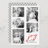 Red joy newlyweds写真コラージュエレガントクリスマス シーズンカード (正面/裏面)