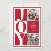 Red Joy Photo Collageクリスマスモダン シーズンカード (正面)