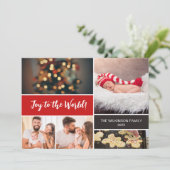 Red Joy to the Worldベビーの初めてのクリスマス写真 シーズンカード (スタンド正面)