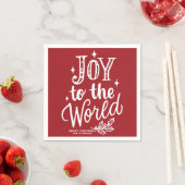 Red Joy to the World Lettering Christmas スタンダードカクテルナプキン (インサイチュ)
