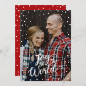Red Joy to the World Snowの写真カスタム シーズンカード (正面/裏面)