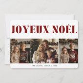 Red Joyeux Noel Christmas フランスの 3フォトキッズ シーズンカード (正面)