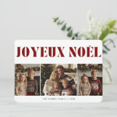 Red Joyeux Noel Christmas フランスの 3フォトキッズ シーズンカード (スタンド正面)