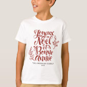 Red Joyeux Noël et Bonne Année Christmas Tシャツ (正面)