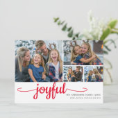 Red Joyful 4 photos collage Christmas Holiday  シーズンカード (スタンド正面)