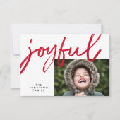 Red Joyful typography Modern Christmas Photo カード (正面)