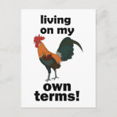 Red Junglefowl Living On My Own Terms Rooster ポストカード (正面)