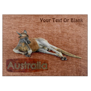 Red Kangaroo In Slouch Hat カッティングボード