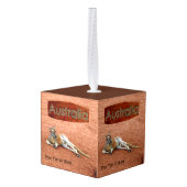 Red Kangaroo In Slouch Hat キューブオーナメント (裏面アングル)