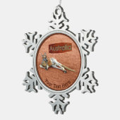 Red Kangaroo In Slouch Hat スノーフレークピューターオーナメント (右)