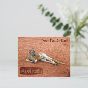 Red Kangaroo In Slouch Hat ポストカード