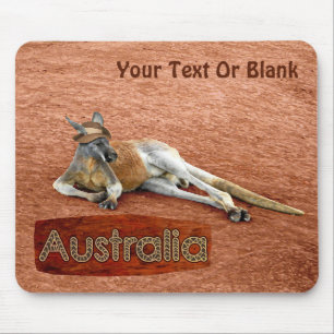 Red Kangaroo In Slouch Hat マウスパッド