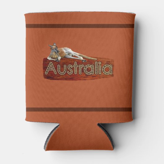 Red Kangaroo In Slouch Hat 缶クーラー (正面)