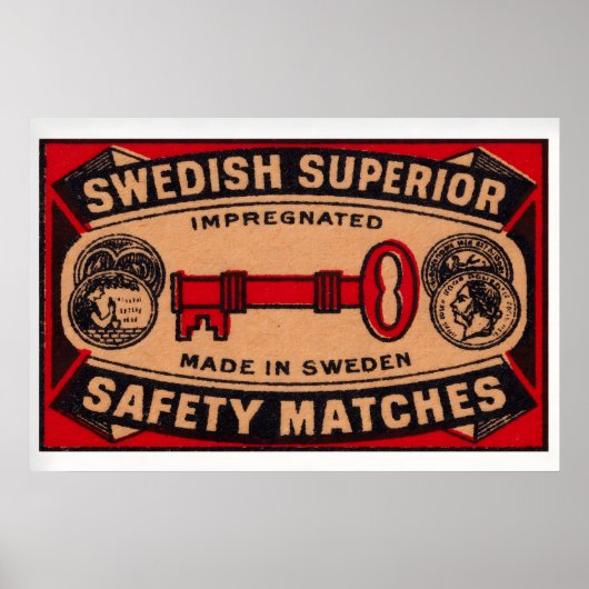 Red Key - Matchbox Print - Sweden Wall Art ポスター (正面)