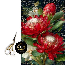 Red King Protea Flower Decoupage 薄葉紙
