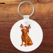 Red Lab Christmas Tree Light Pajama Labrador Dog L キーホルダー (正面)