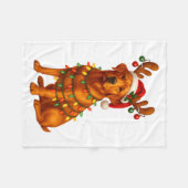 Red Lab Christmas Tree Light Pajama Labrador Dog L フリースブランケット (正面(横))