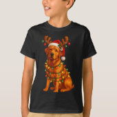 Red Lab Christmas Tree Light Pajama Labrador Dog L Tシャツ (正面)