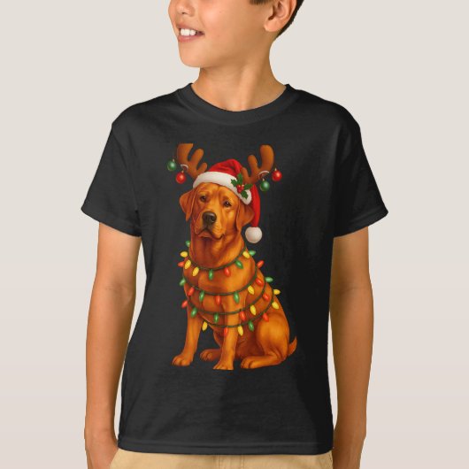Red Lab Christmas Tree Light Pajama Labrador Dog L Tシャツ (正面)