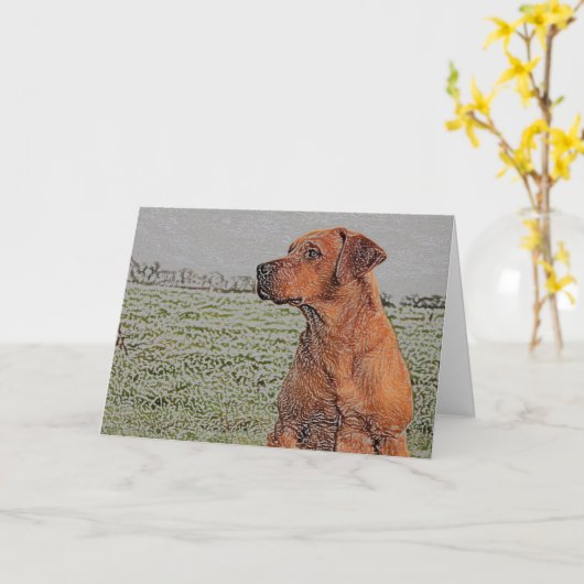 Red Lab Greeting Card カード (黄色い花)