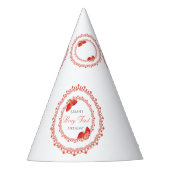 Red Lace Berry First Birthday  パーティーハット (正面)