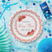 Red Lace Berry First Birthday ペーパープレート (パーティー)