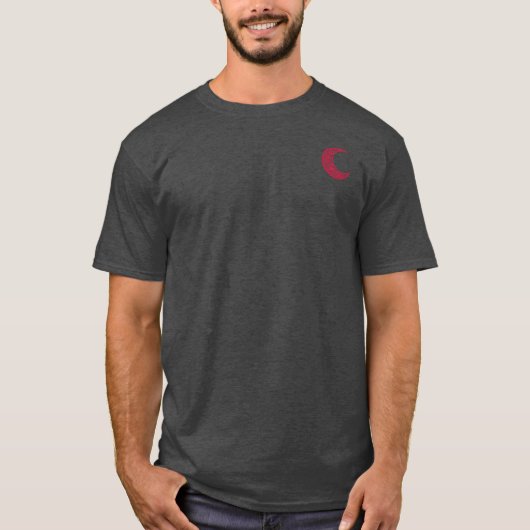 Red Lace Crescent Moon v2 エンブレム | Blossom Basics Tシャツ (正面)