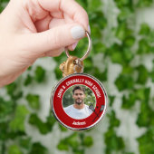 Red Lacrosse Player Photo High School Spirit キーホルダー (手)