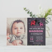 Red Ladybug誕生日招待状と写真 招待状 (スタンド正面)