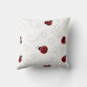 Red Ladybug Beetle Insect Lover Black Hearts クッション (裏面)
