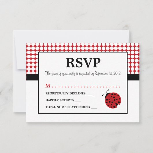 Red Ladybug Children's Birthday Party RSVP (正面)