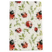 Red Ladybugs Birthday ミディアムペーパーバッグ (正面)