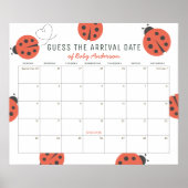 Red Ladybugs Guess The Due Date Calendar ポスター (正面)