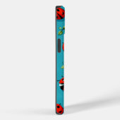 Red Ladybugs Lucky Pattern Sky Blue iPhone Case Case-Mate iPhoneケース (裏面 / 右)