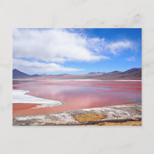 Red Lagoon、Laguna Colorada in Boliviaはがき ポストカード