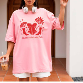 Red Las Vegas Showgirl Bridesmaid Bach Party Tシャツ