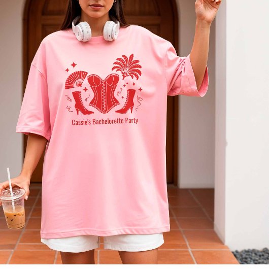 Red Las Vegas Showgirl Bridesmaid Bach Party Tシャツ