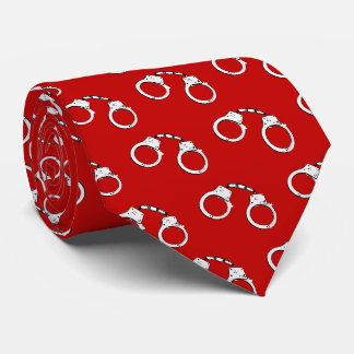 Red Law Enforcement Handcuff Patterned ネクタイ