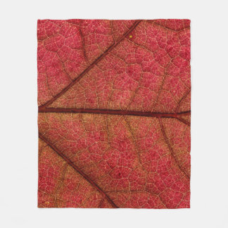 Red leaf in close up photography フリースブランケット