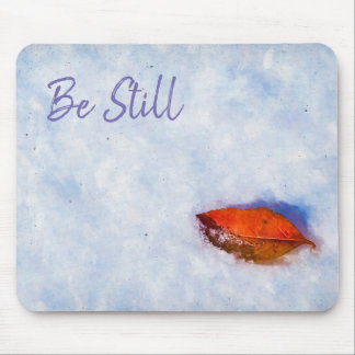 Red Leaf in Winter Photo Art マウスパッド